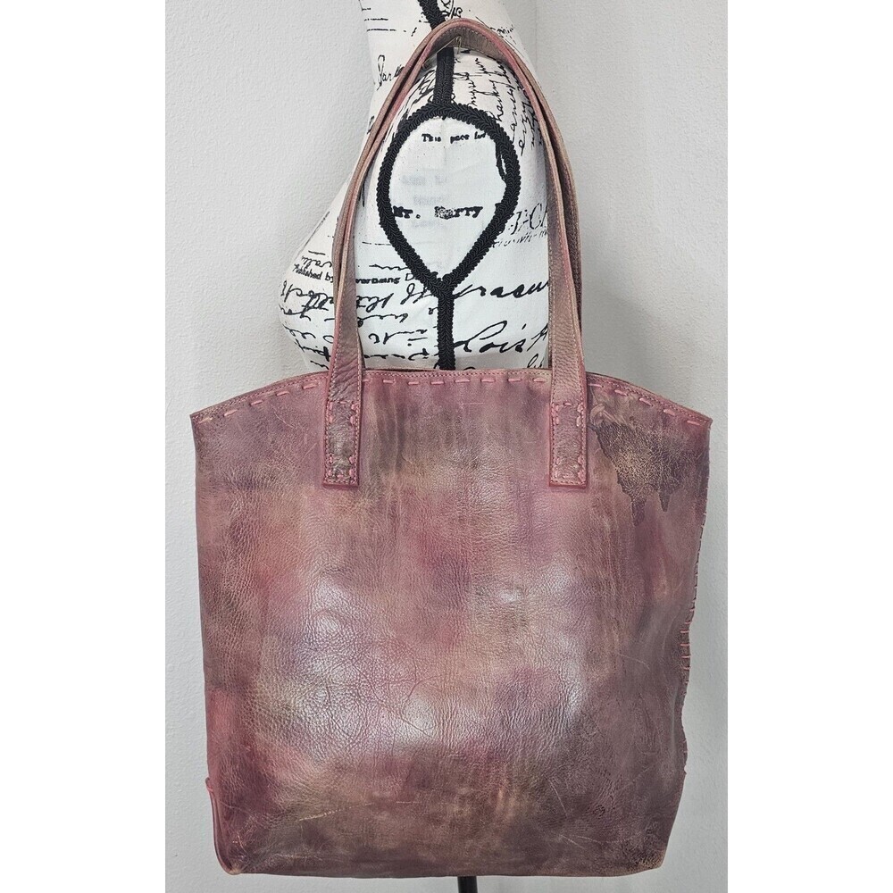 Rare Bed Stu Skye Leather Tote Bag Cobbler Series Pink Purple Whipstitch New - Picture 3 of 16
